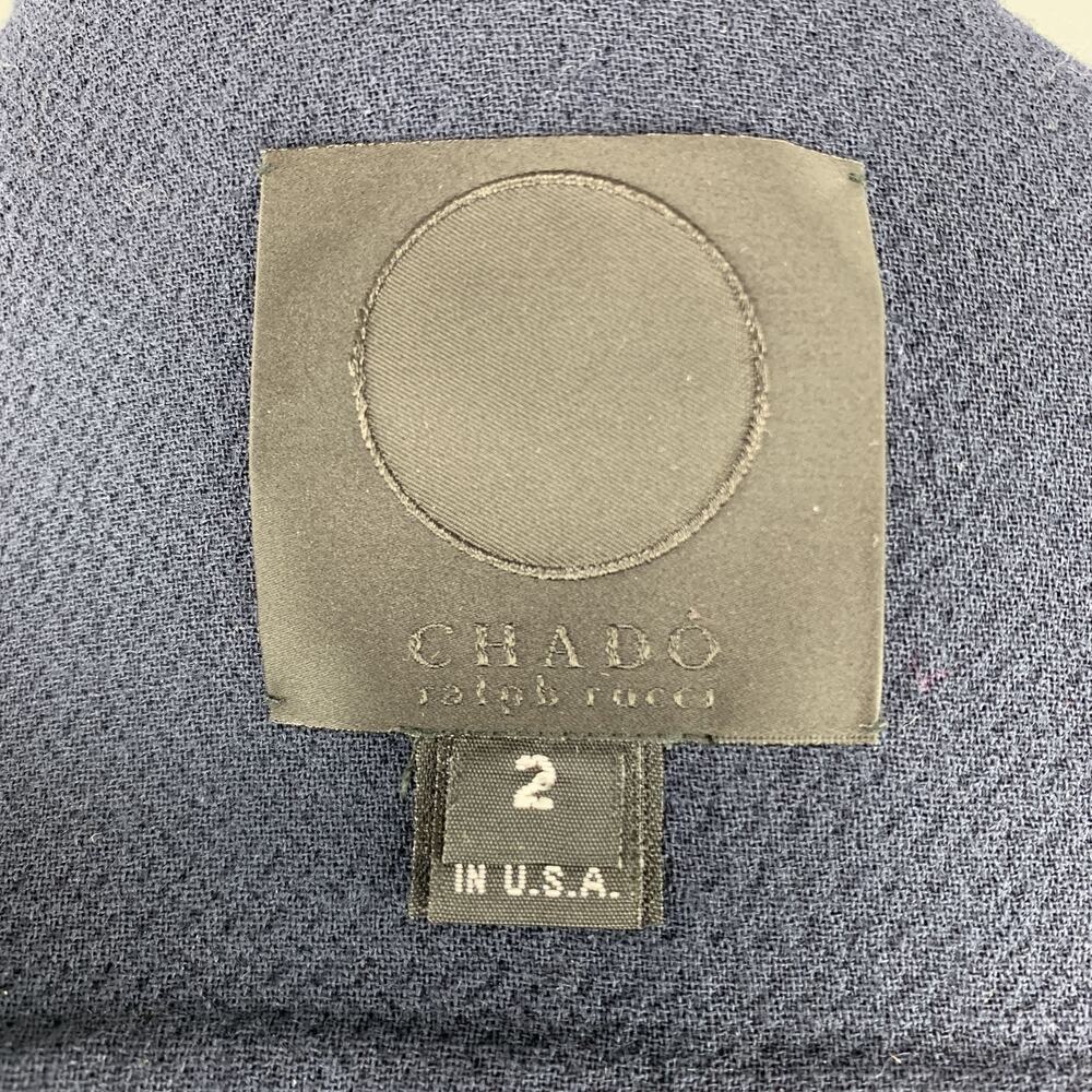CHADO RALPH RUCCI Size 2 Navy Crepe Wool Button Trim Notch Lapel Jacket - Picture 10 of 10